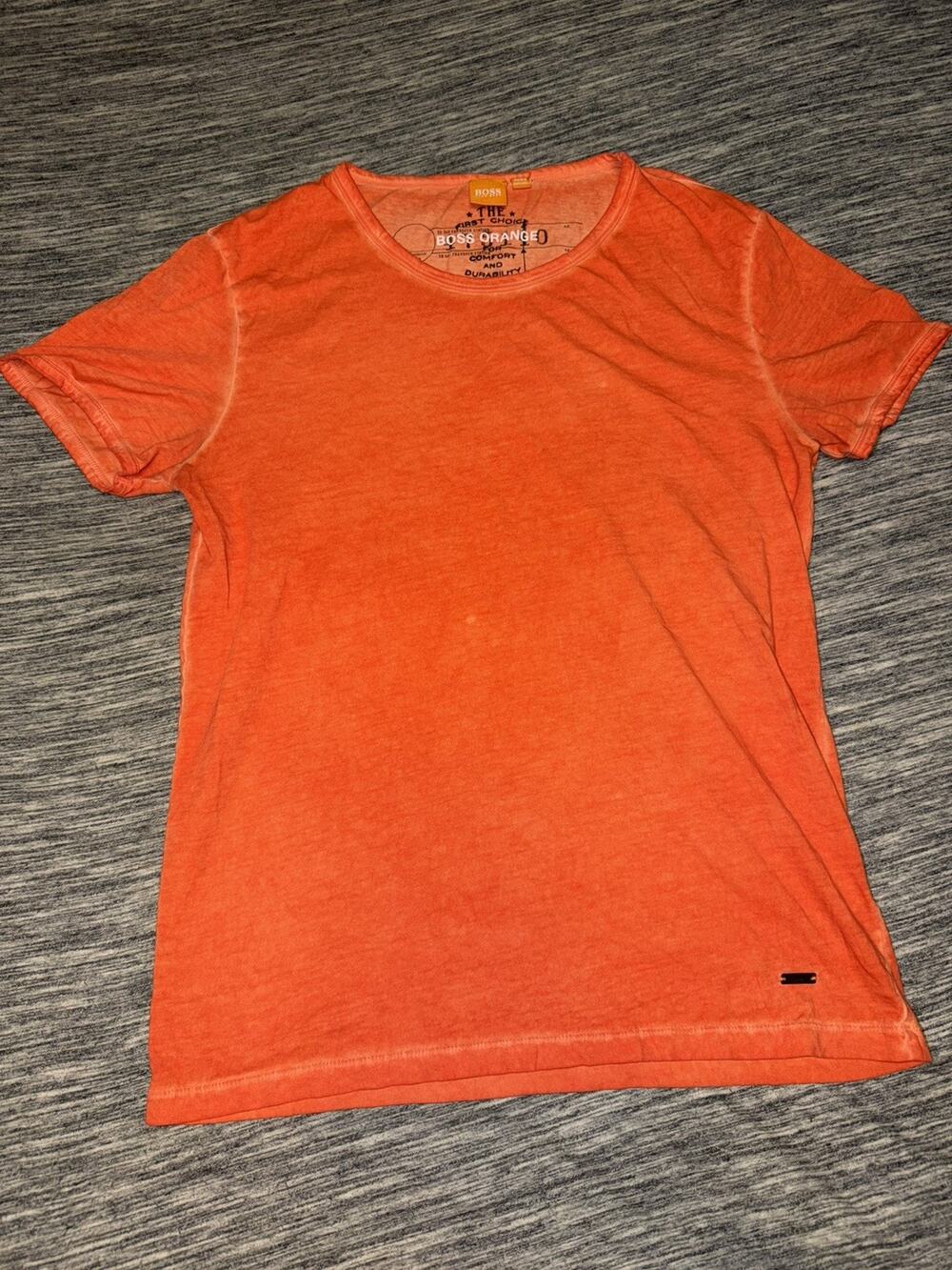 HUGO BOSS Men's Orange Solid Logo Crew Neck Short Sleeve T-Shirt Size M
